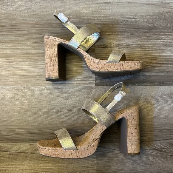 Anne Klein Women's Zaya Block Heel Sandals 4.5" Platinum Ankle Strap Size 10 NWB - Picture 11 of 15